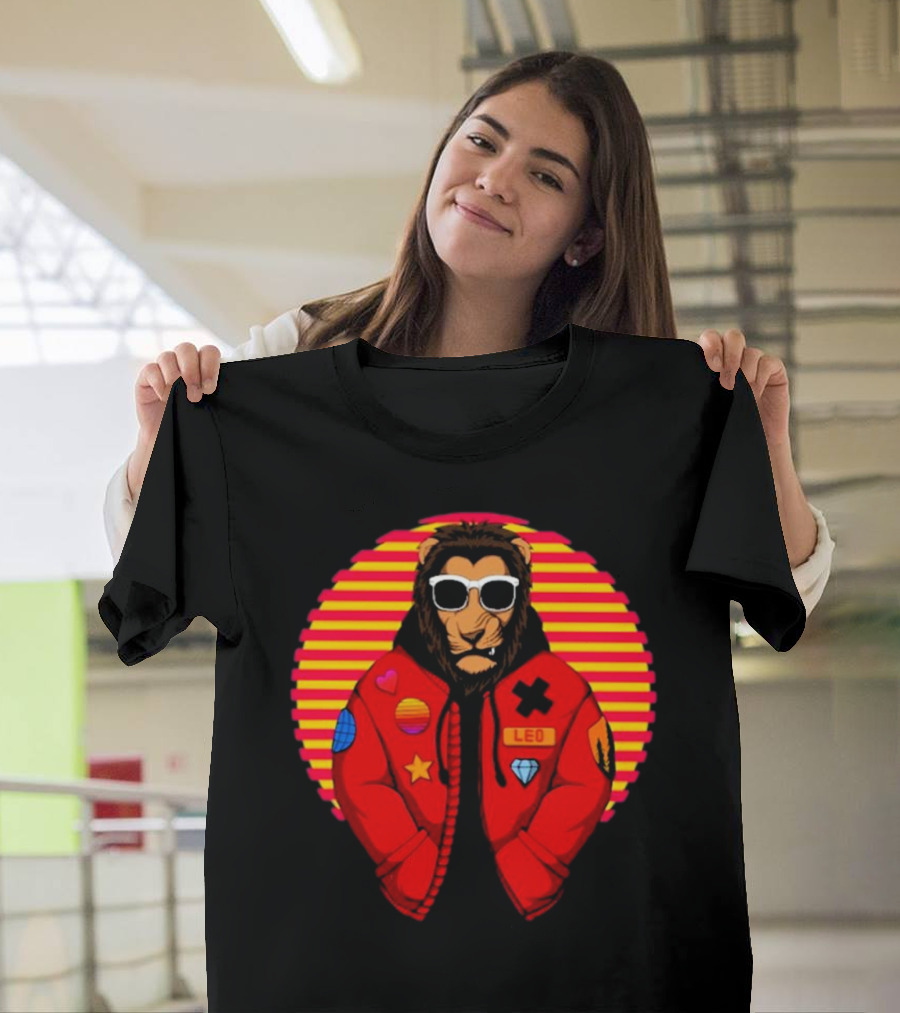 Captainsauce Merch Cool Lion Leo Jacket Retro Stripes T-Shirt