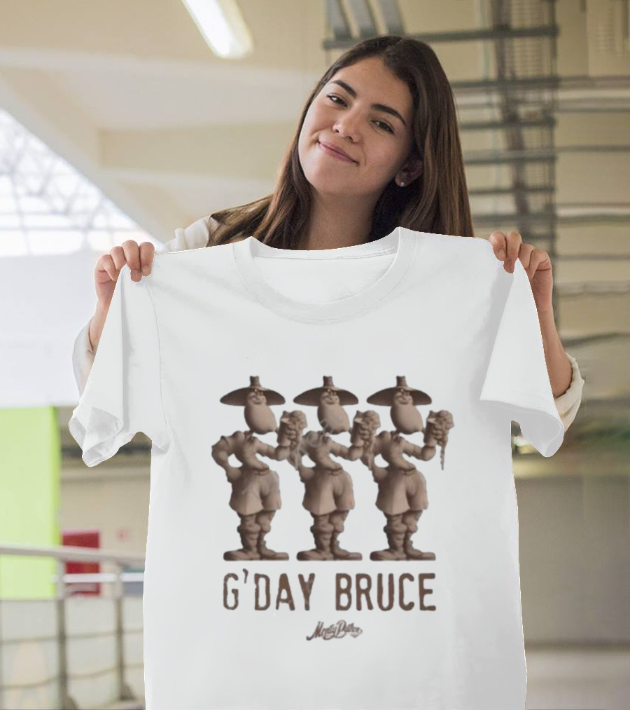 Monty Python G’day Bruce Three Figures Holding Mugs T-Shirt