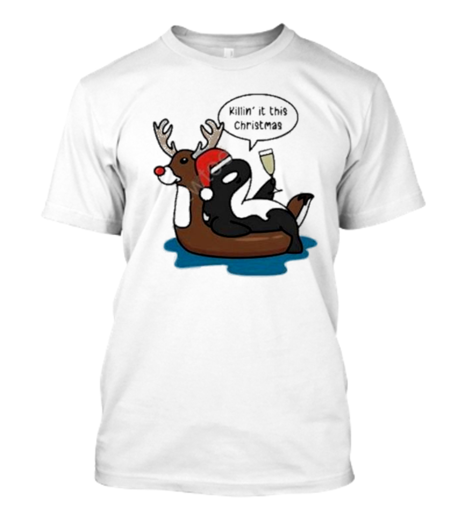 Killin' It This Christmas Dolphin Orca Reindeer T-Shirt
