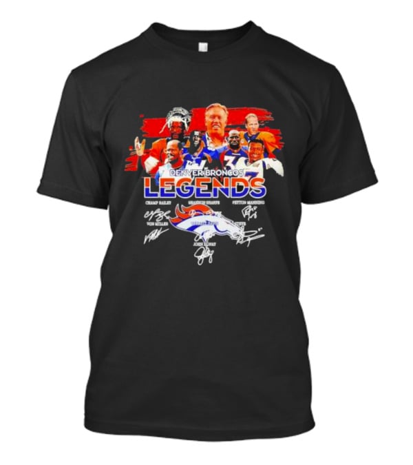 Denver Broncos Legends Champ Bailey Shannon Sharpe Peyton Manning Von Miller John Elway Signatures Vintage T-Shirt