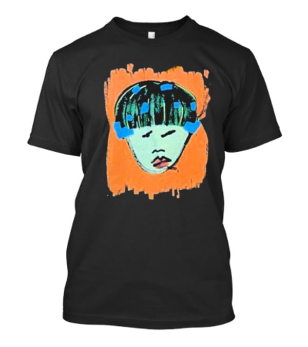 Ryan Harper Gray Iconic Abstract Portrait On Vibrant Orange Background T-Shirt