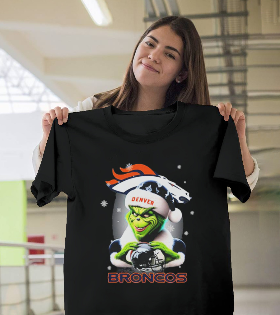 Santa Grinch Merry Christmas Denver Broncos Love T-Shirt