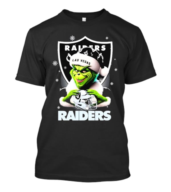 Las Vegas Raiders Grinch Santa Merry Christmas Snowflakes T-Shirt