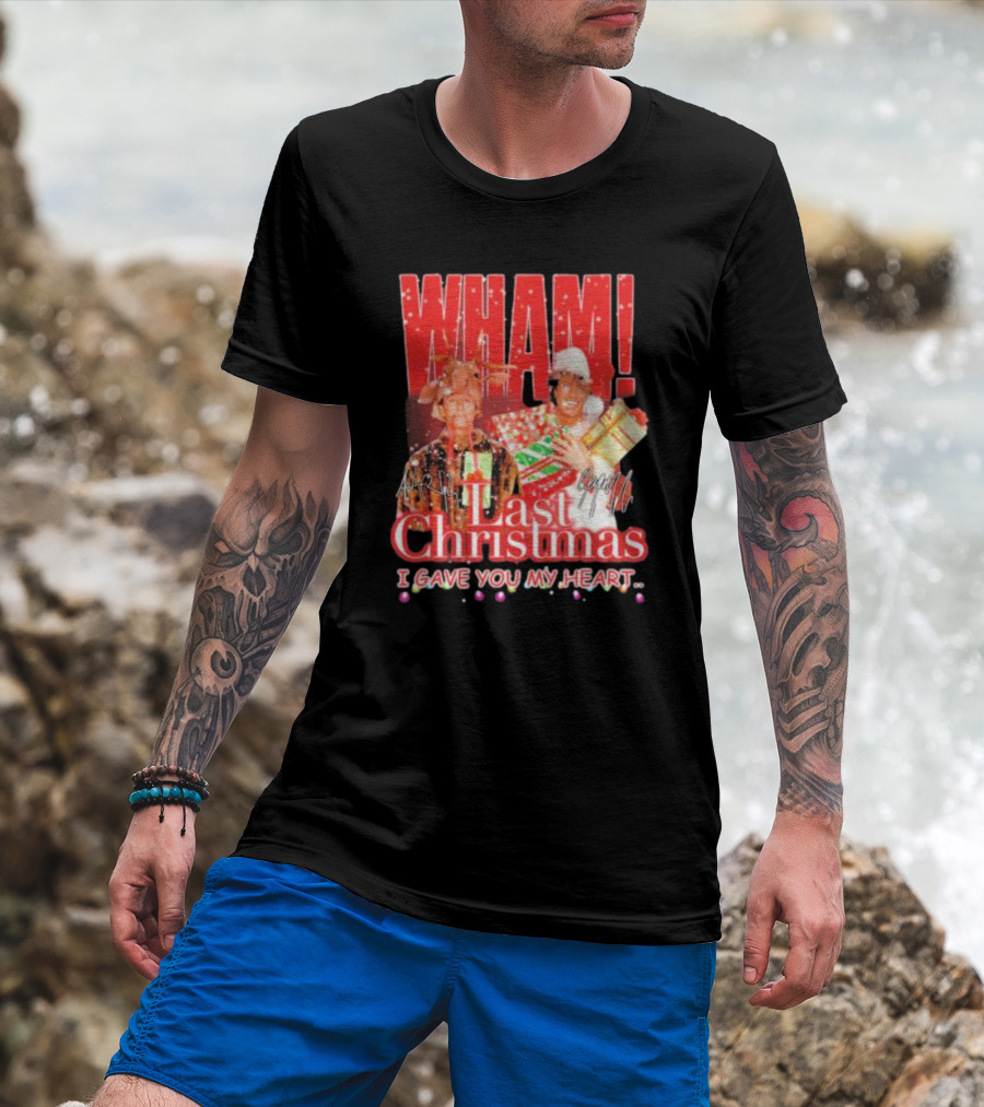 WHAM Last Christmas I Gave You My Heart Signature Holiday Image T-Shirt