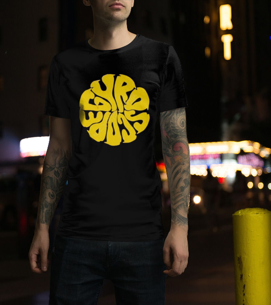 Gyroscope Liquid Logo Yellow Circular Text T-Shirt
