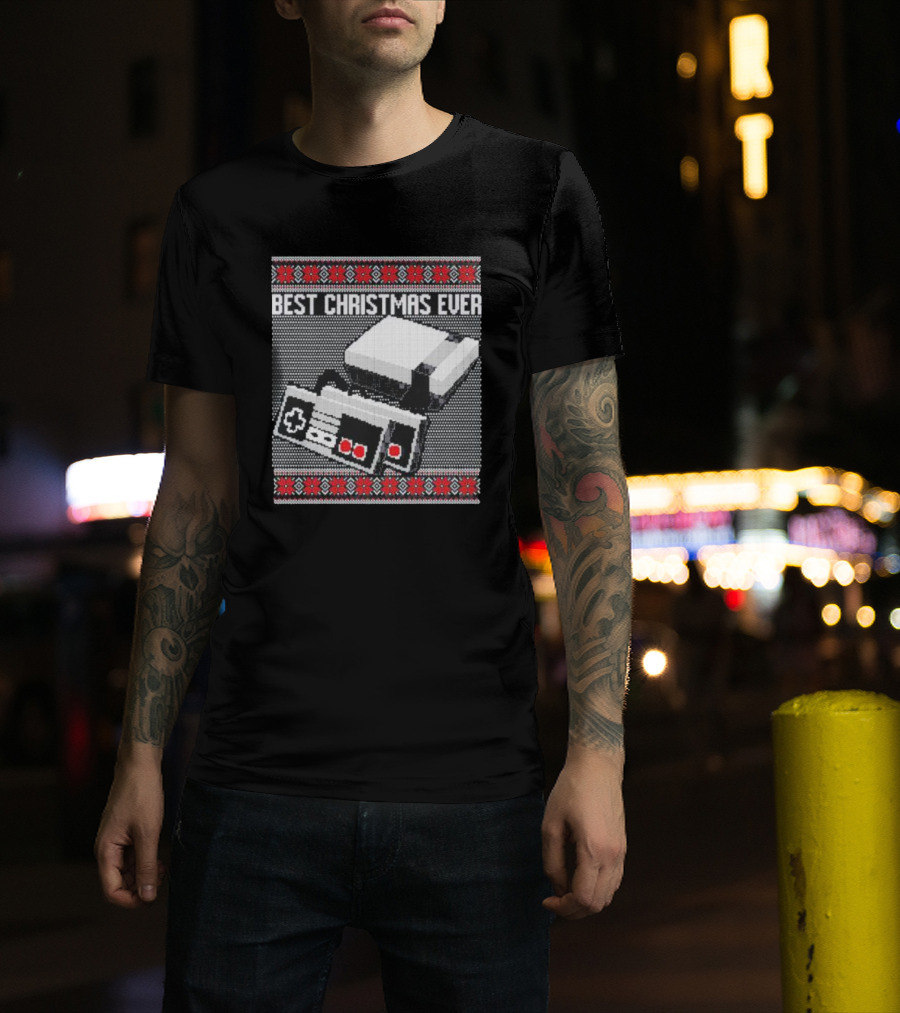 Best Christmas Ever Ugly Sweater NES Controller Retro Console T-Shirt