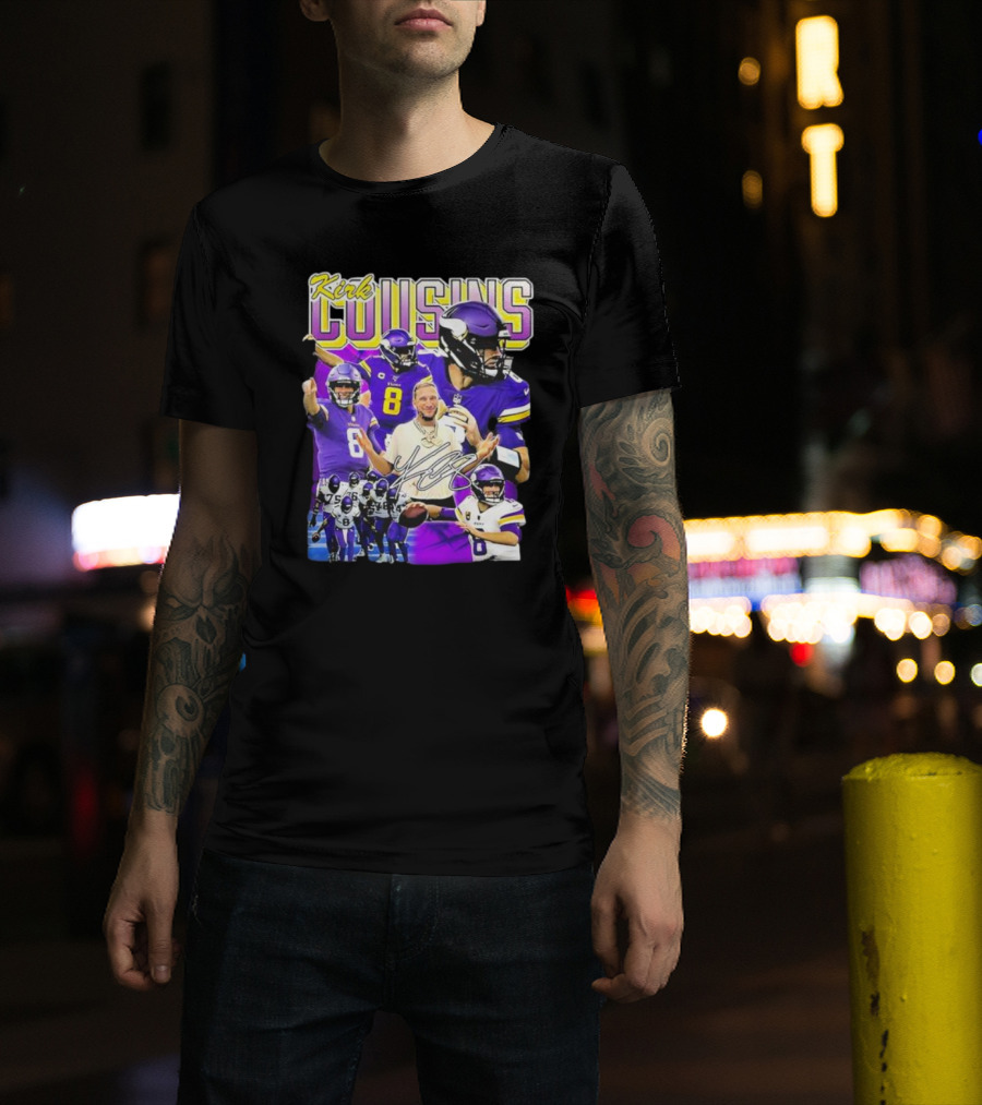 Kirk Cousins Minnesota Vikings Quarterback Number 8 Football Collage T-Shirt