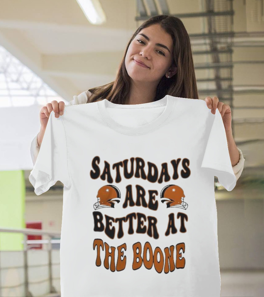 Oklahoma State Cowboys Saturdays Are Better At The Boone With Football Helmets T-Shirt