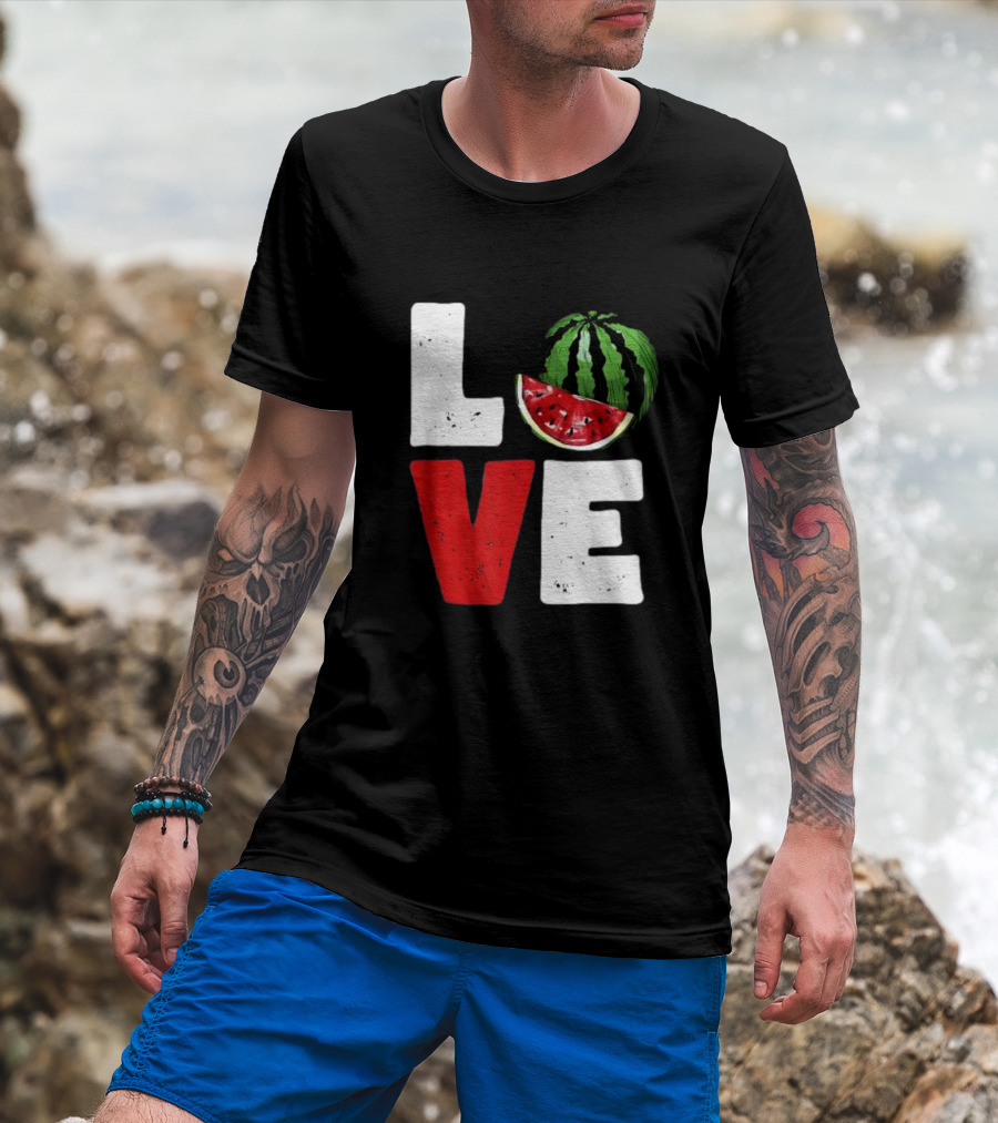 LOVE Watermelon Slice Typography T-Shirt