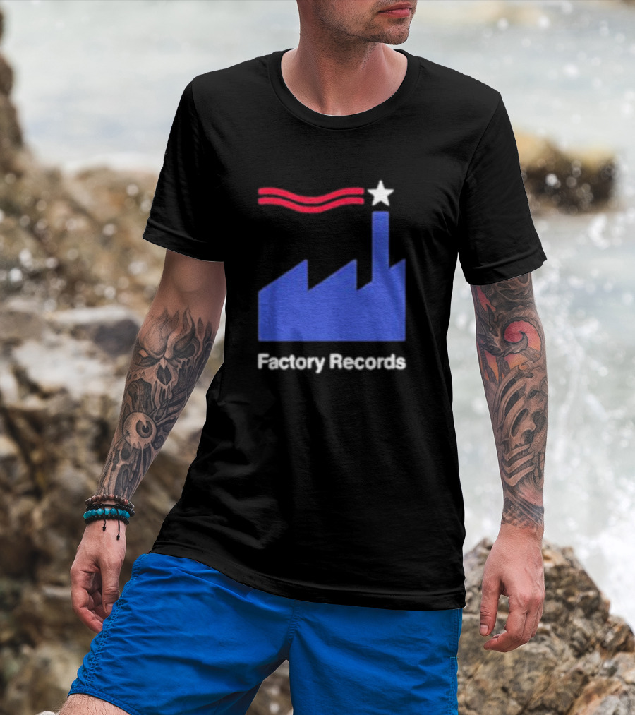 Factory Records Iconic Logo With Star And Stripes Factory T-Shirt