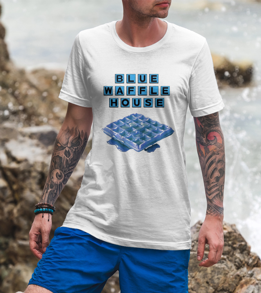Blue Waffle House Melted Breakfast Food Novelty T-Shirt