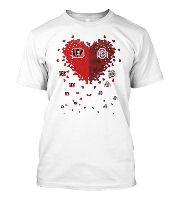 Cincinnati Bengals Ohio State Buckeye Heart Shape T-Shirt