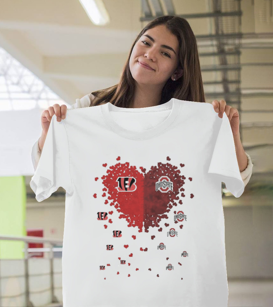 Cincinnati Bengals Ohio State Buckeye Heart Shape T-Shirt