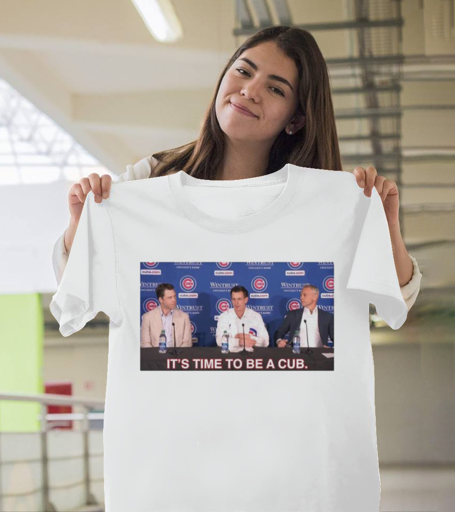 Craig Counsell It's Time to Be a Cub Press Conference Chicago Cubs Background T-Shirt