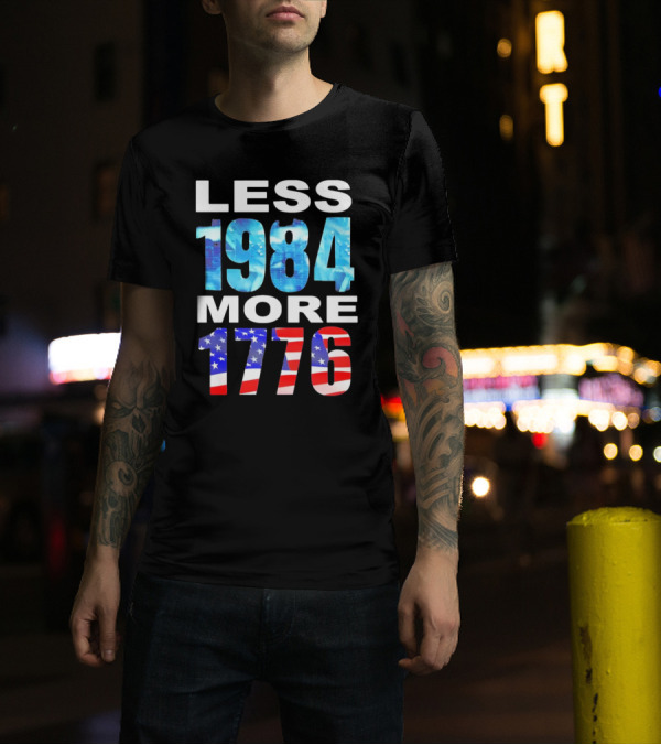 Hi-Rez The Rapper Less 1984 More 1776 American Flag Text T-Shirt