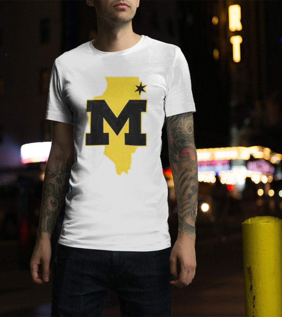 University Of Michigan M Den Pop-Up Chicago Map T-Shirt