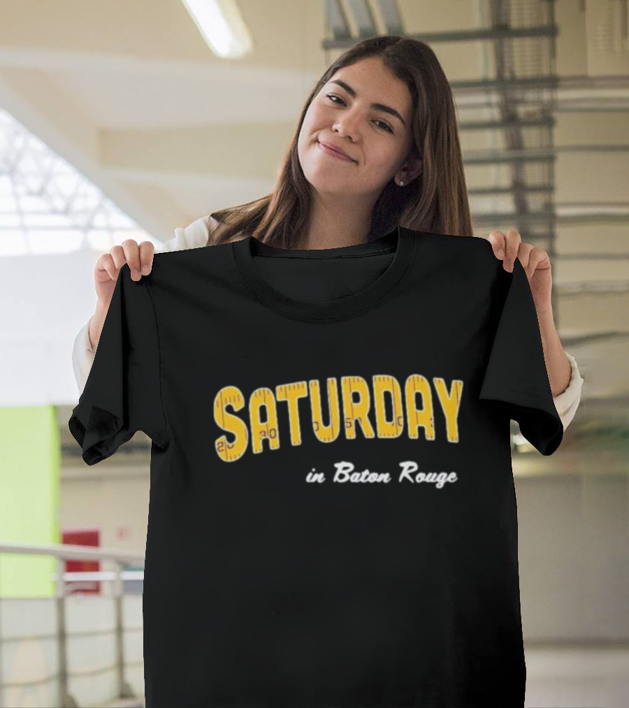 Saturday in Baton Rouge Game Day Yellow Football T-Shirt