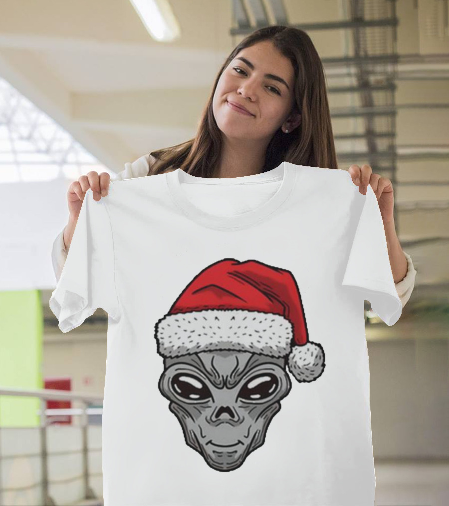 Santa Hat Alien Xmas T-Shirt