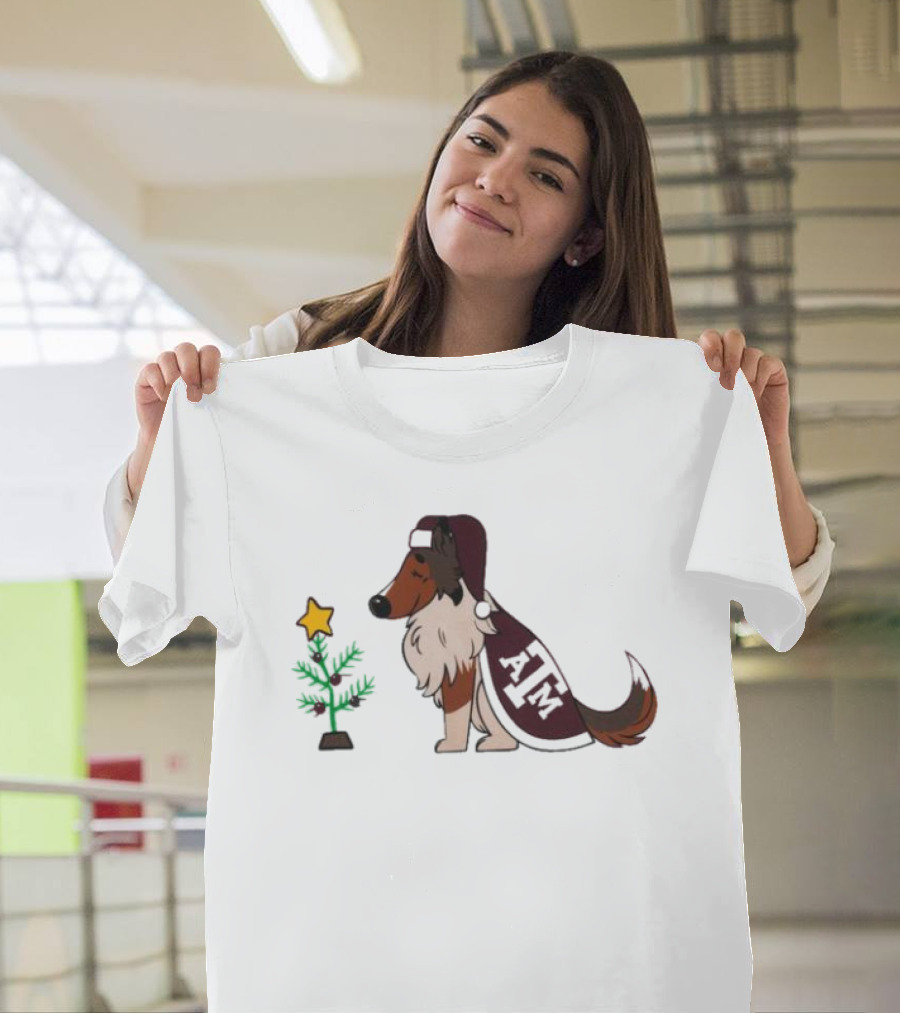 Texas A&M Reveille and Christmas Tree Star T-Shirt