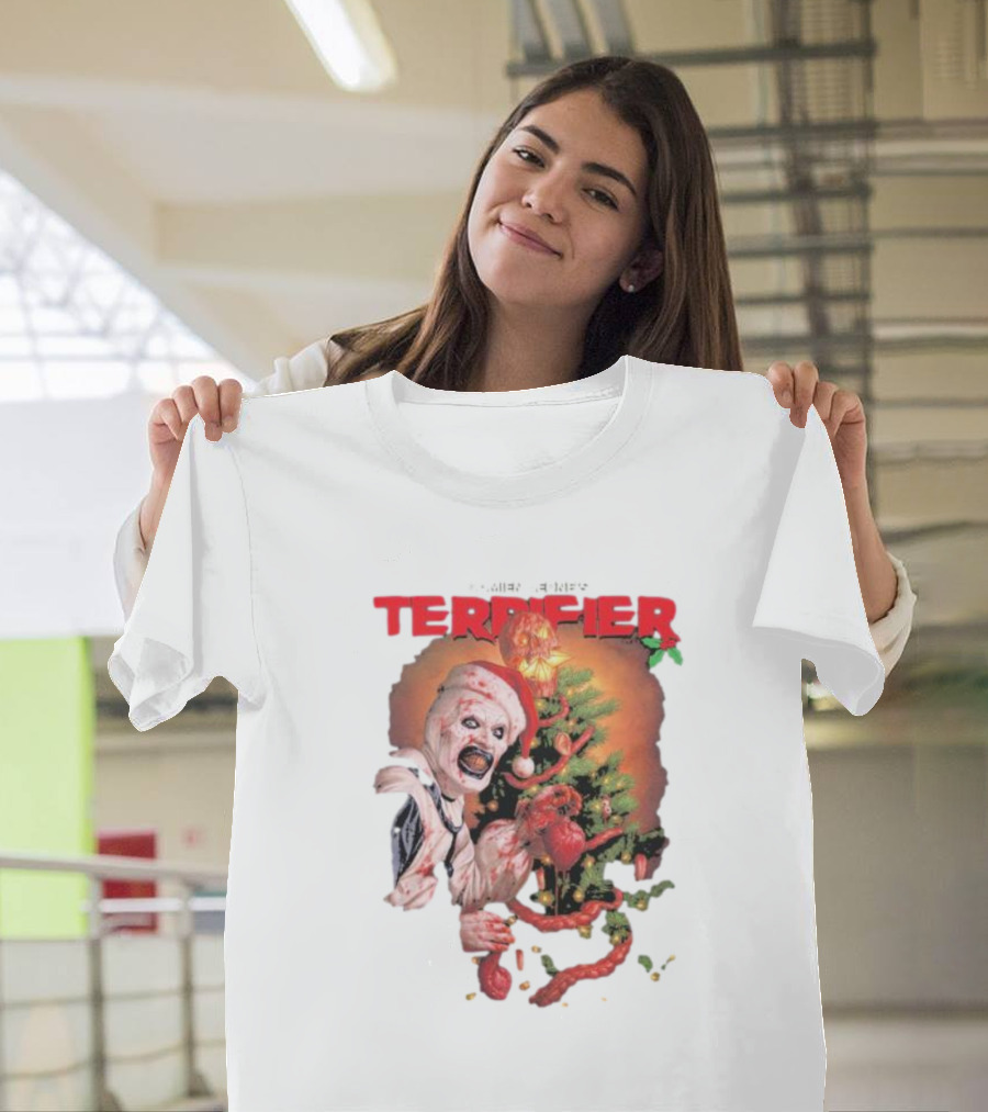 Damien Leone Terrifier Christmas Horror Santa With Christmas Tree T-Shirt