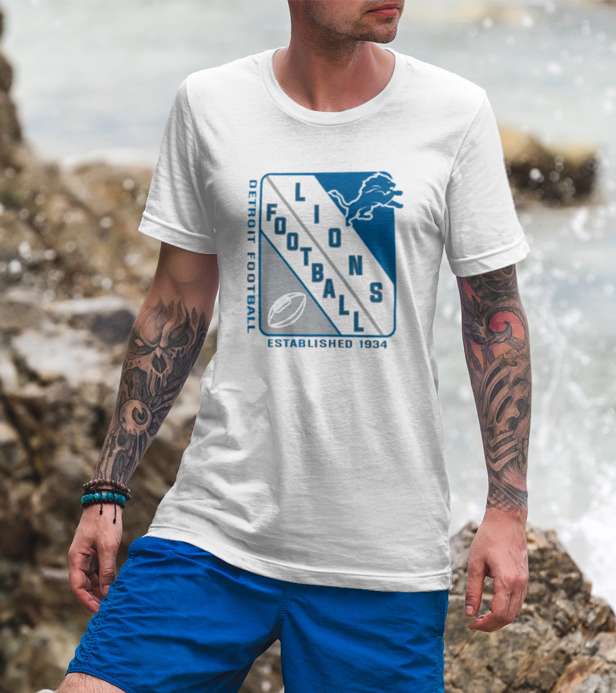 Detroit Lions Football Shield Established 1934 Iconic T-Shirt
