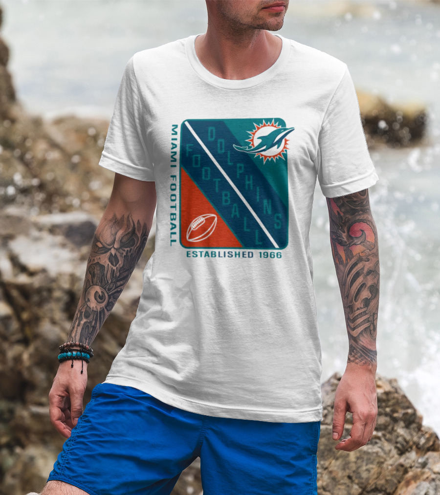 Miami Dolphins Football Established 1966 Logo Shield T-Shirt