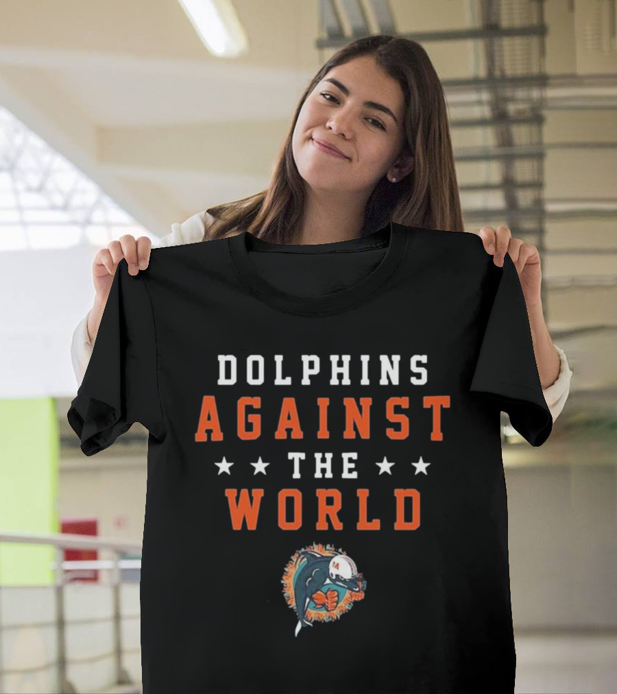 Dolphins Against The World Football Helmet Stars T-Shirt
