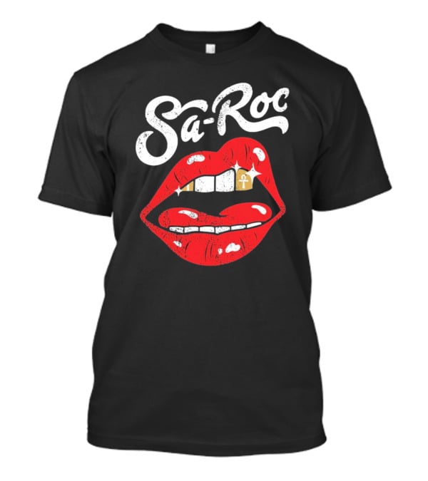 Sa-Roc Red Lips With Ankh Tooth T-Shirt