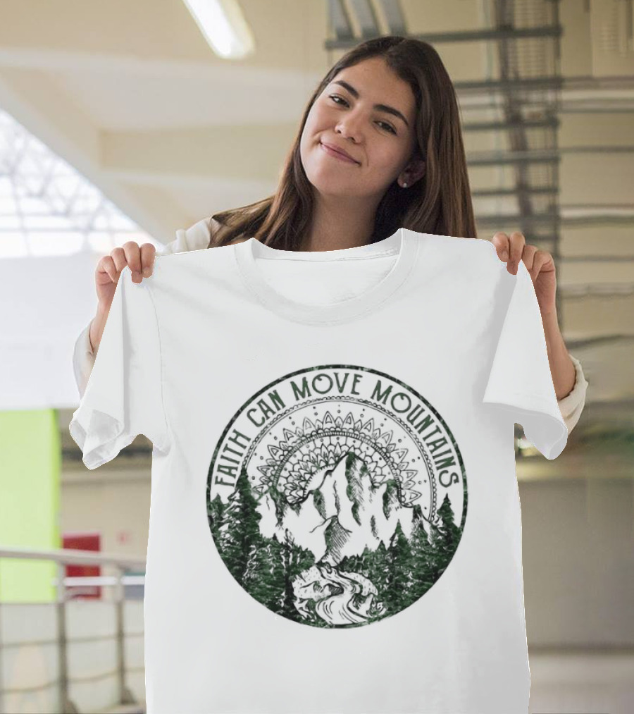 Faith Can Move Mountains Mandala Forest Scene T-Shirt