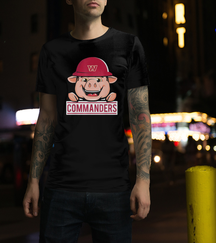 Commander Pig With Hard Hat T-Shirt