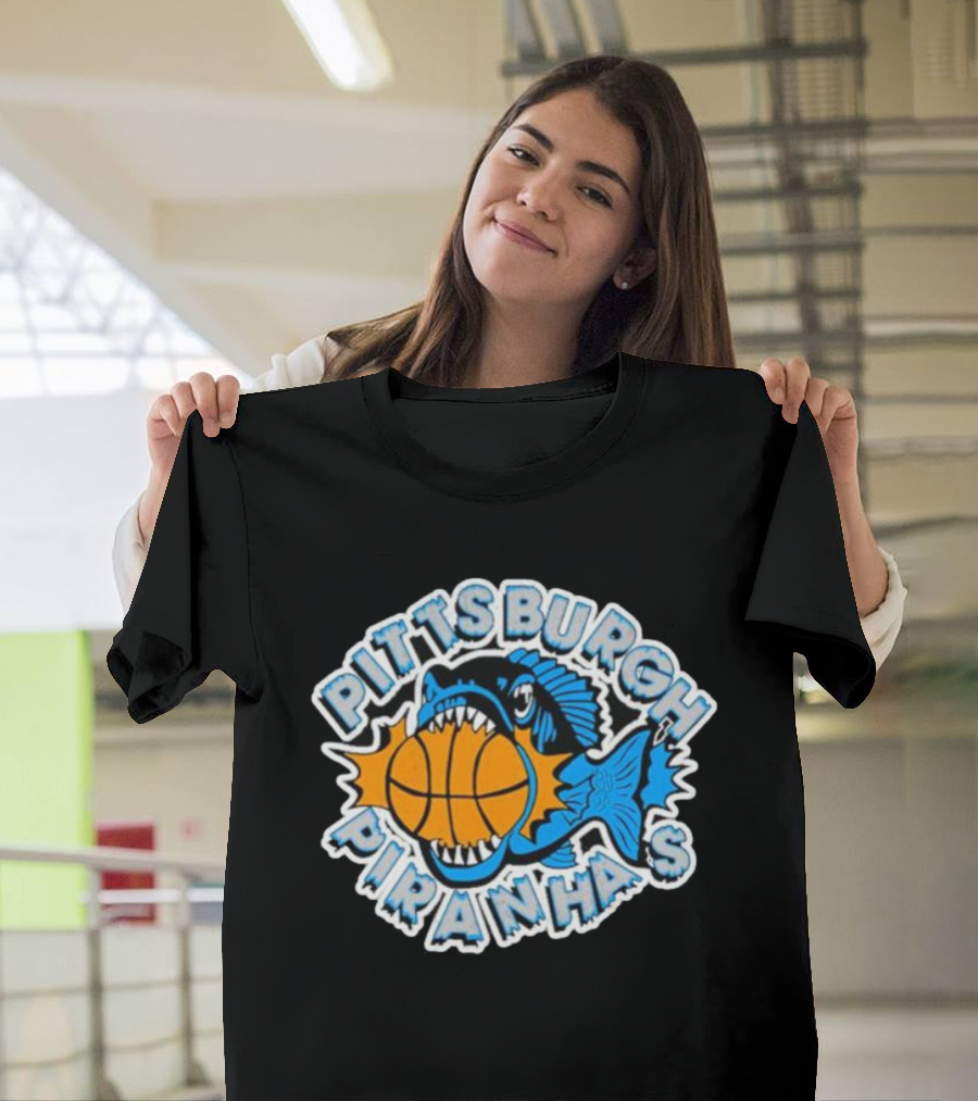 Pittsburgh Piranhas Basketball Team Logo Fish With Ball T-Shirt