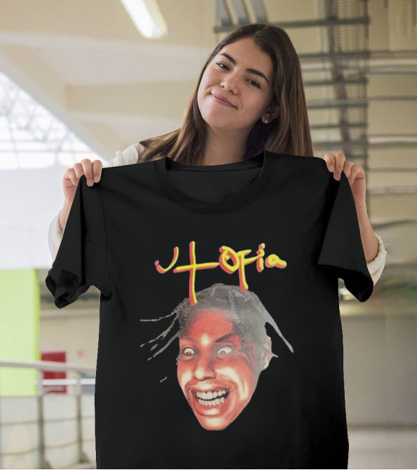 Travis Scott Utopia Grinning Face And Title T-Shirt