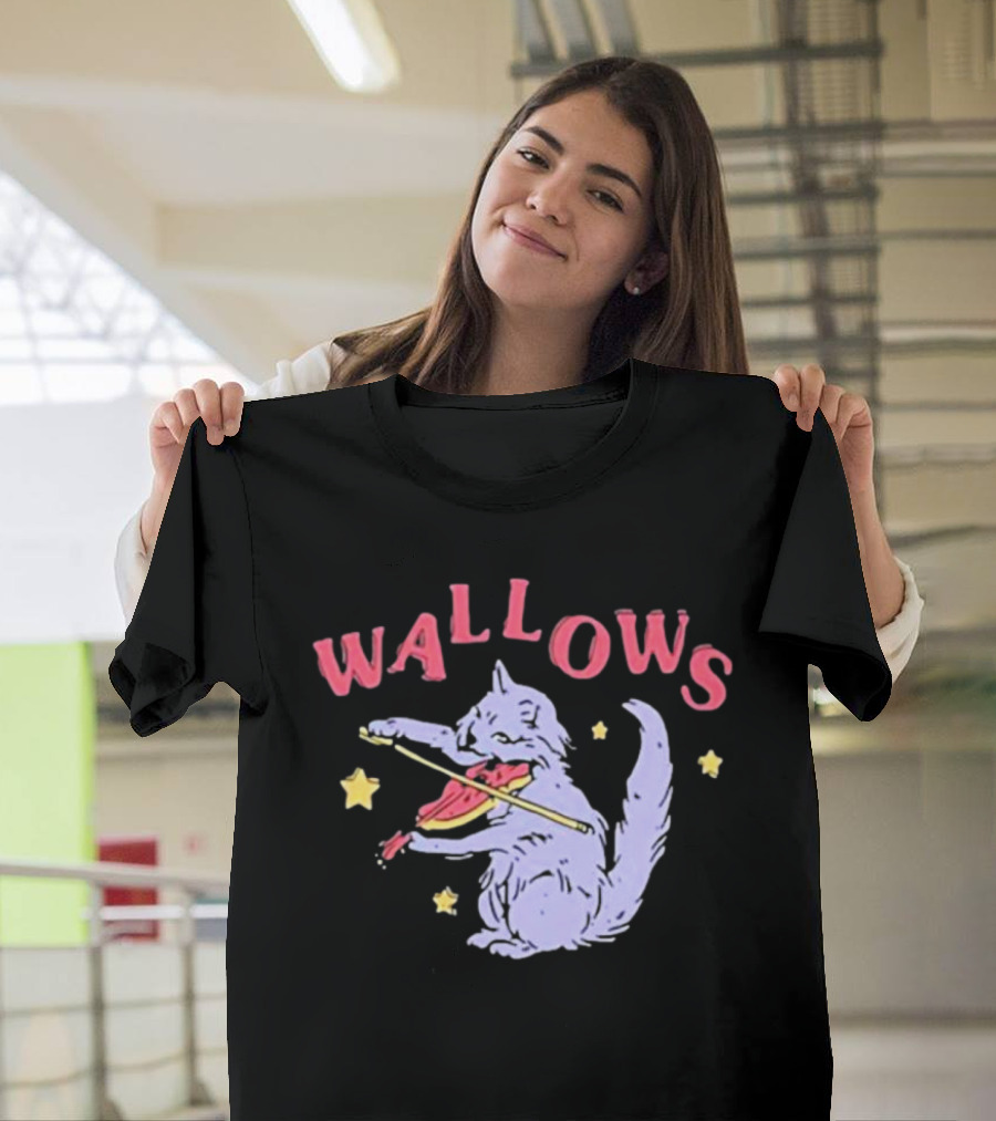 Wallows Cat Playing Fiddle Surrounded by Stars T-Shirt