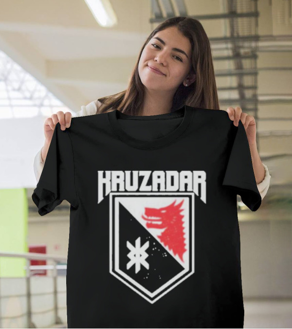 Kruzadar Shield With Red Wolf Emblem T-Shirt