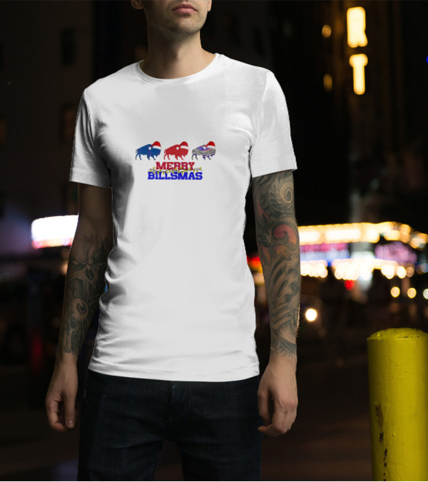 Merry Billmas Buffalo Bills Christmas Lights Buffalo Icons T-Shirt