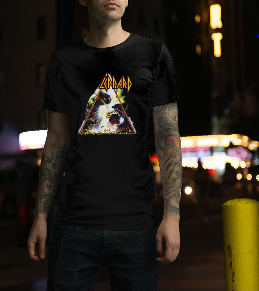 Def Leppard Hysteria Triangle Logo Rock Music Band T-Shirt