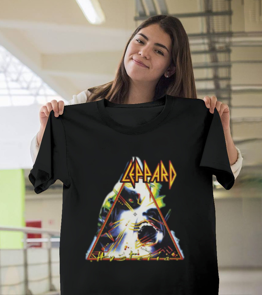 Def Leppard Hysteria Triangle Logo Rock Music Band T-Shirt