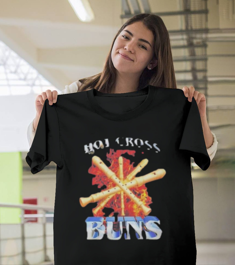 HOT CROSS BUNS Recorders Flame Crossed T-Shirt