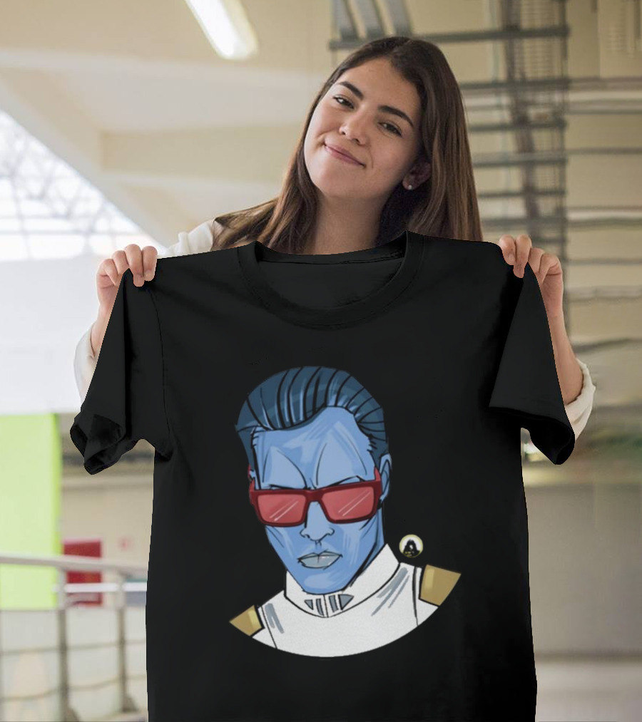 Starwarstheory Admiral Attitude Blue Character with Red Sunglasses T-Shirt