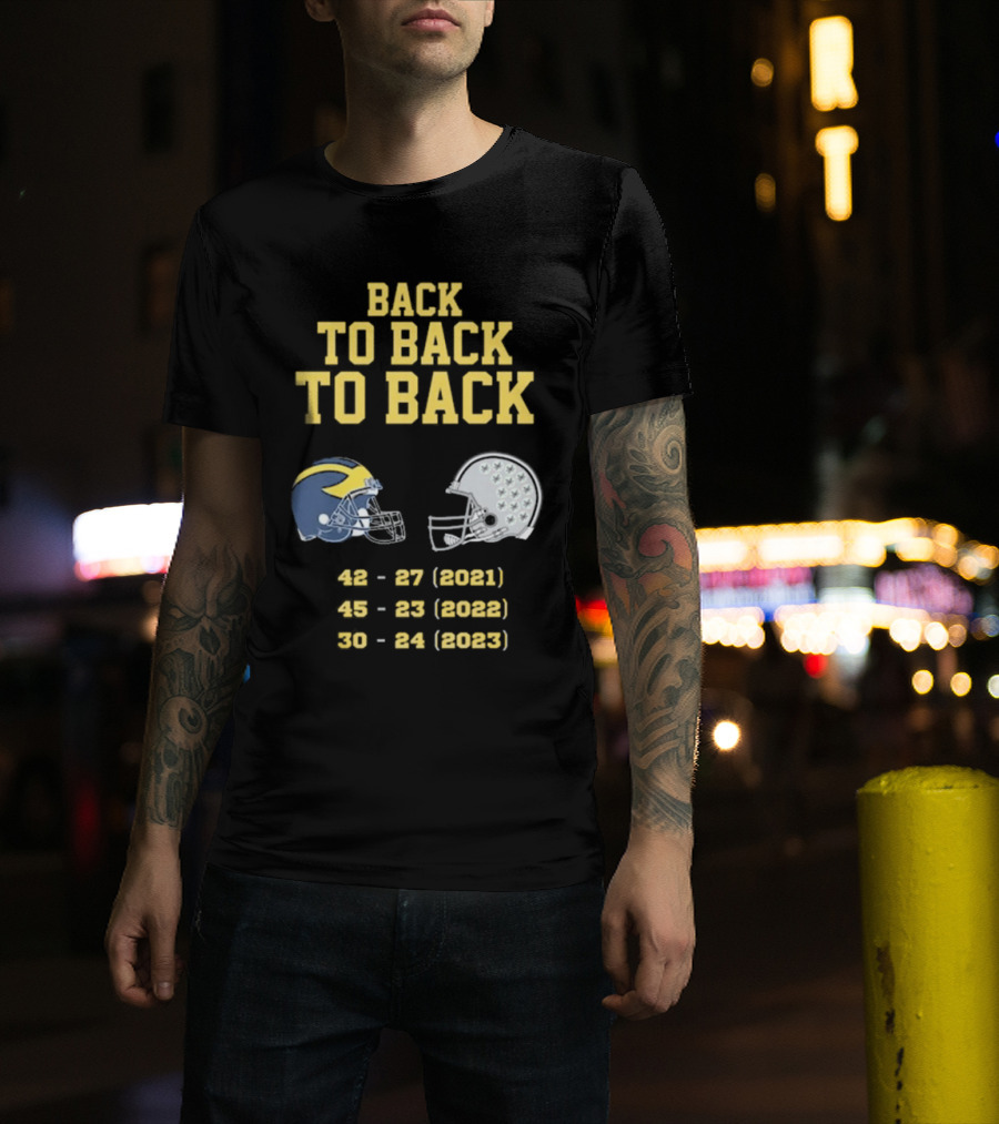 Back To Back To Back Funny Michigan Wolverines Football Free Jim Harbaugh Game T-Shirt