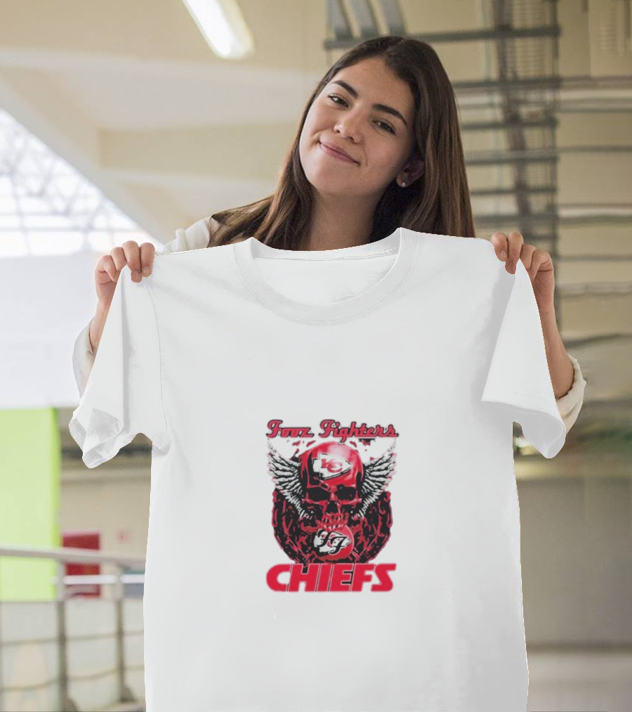Fooz Fighters Kansas City Chiefs Skull Wings T-Shirt