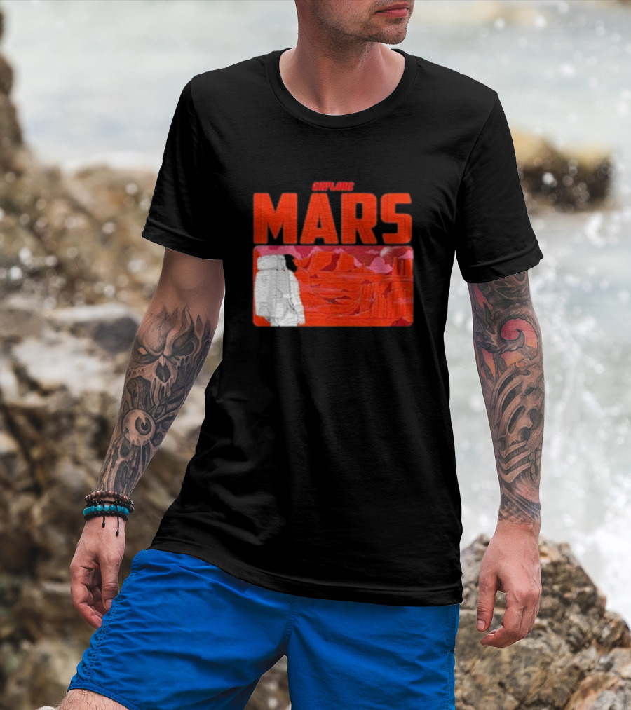 Explore Mars Astronaut Adventure Red Landscape T-Shirt