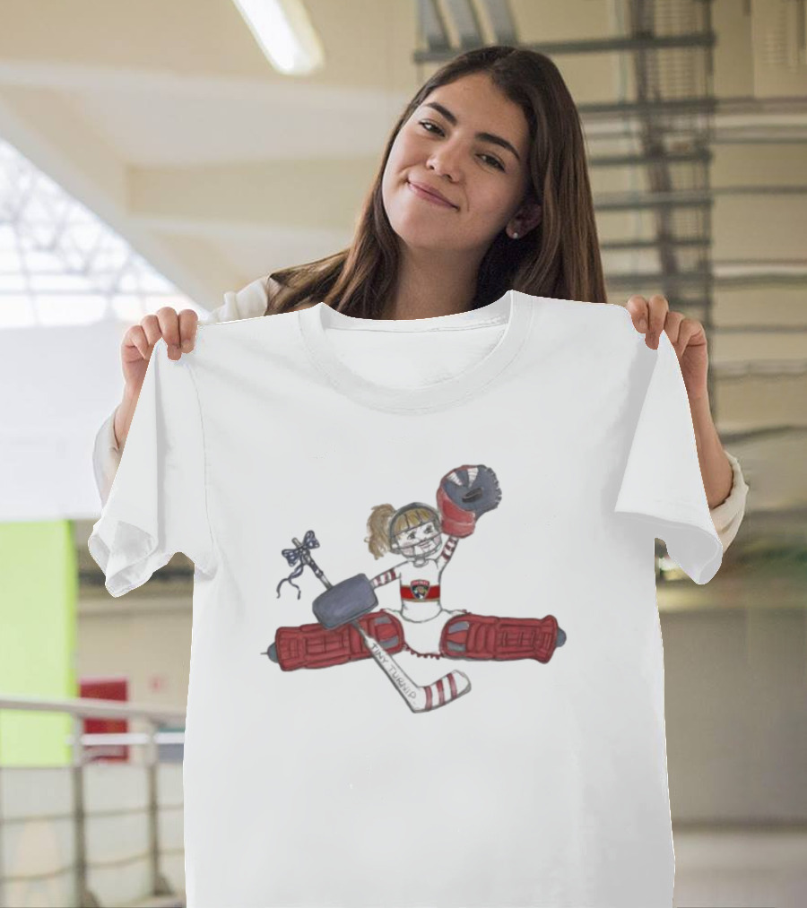 Florida Panthers Toddler Girls Goalielocks Hockey Goalie Character in Red Pads T-Shirt