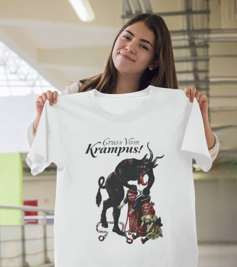 Meowy Krampus Gruss Vom Krampus Christmas Feline Holiday Mischief T-Shirt