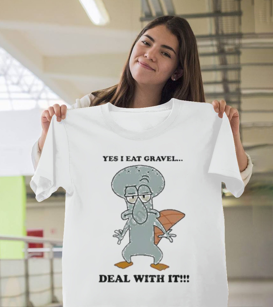 Nescartridges Yes I Eat Gravel Deal With It Angry Cartoon Beaver Character T-Shirt