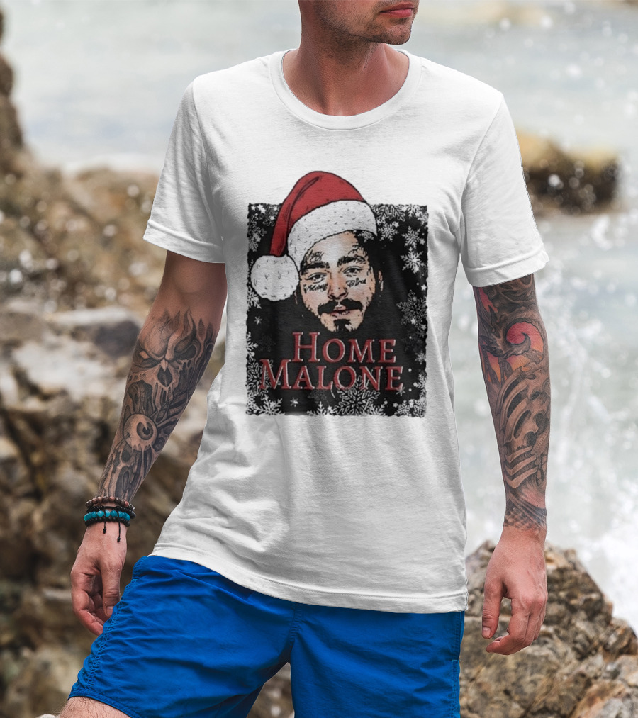 Home Malone Swea Funny Christmas Sweathirt Home Alone Sweathirt Ghost Malone Post Malone Dallas Cowboys Snowflakes Santa Hat T-Shirt