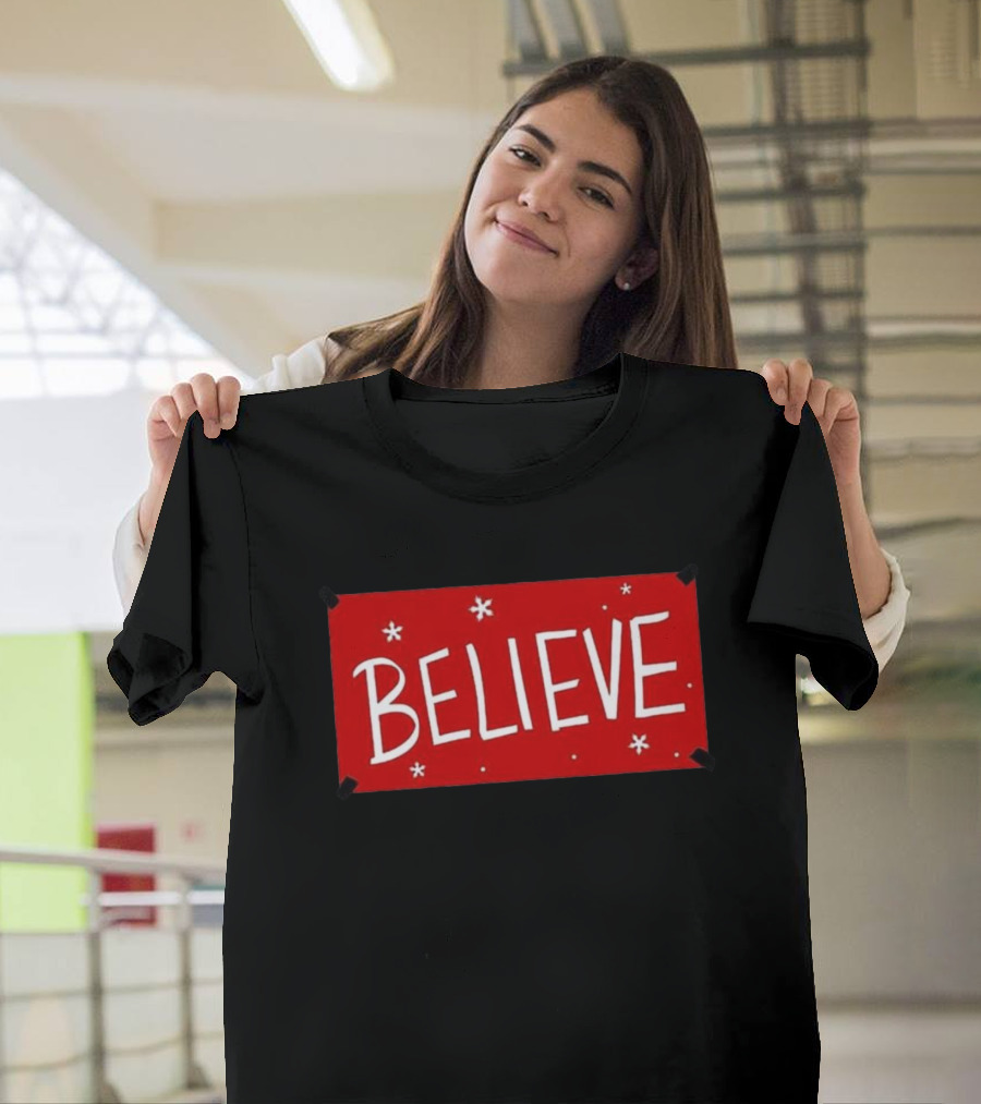 Believe Red Christmas Snowflakes T-Shirt