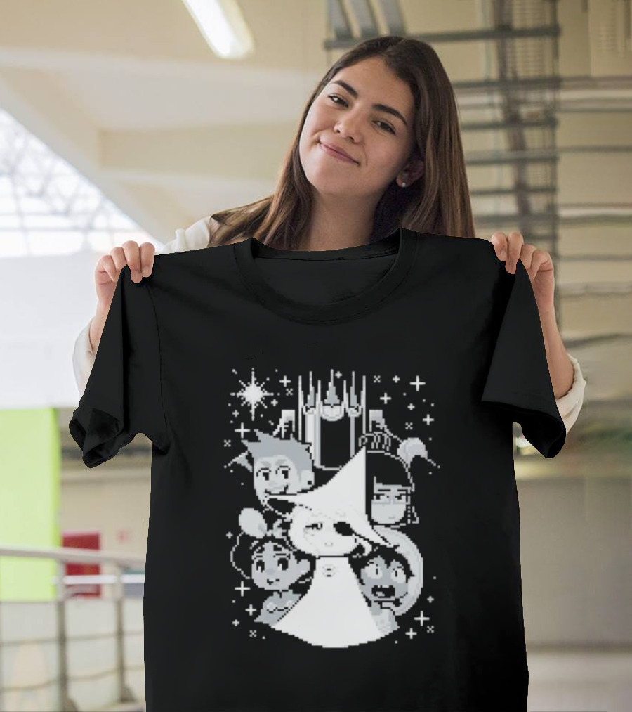 In Stars And Time Characters Pixel Art Cosmic Adventure T-Shirt