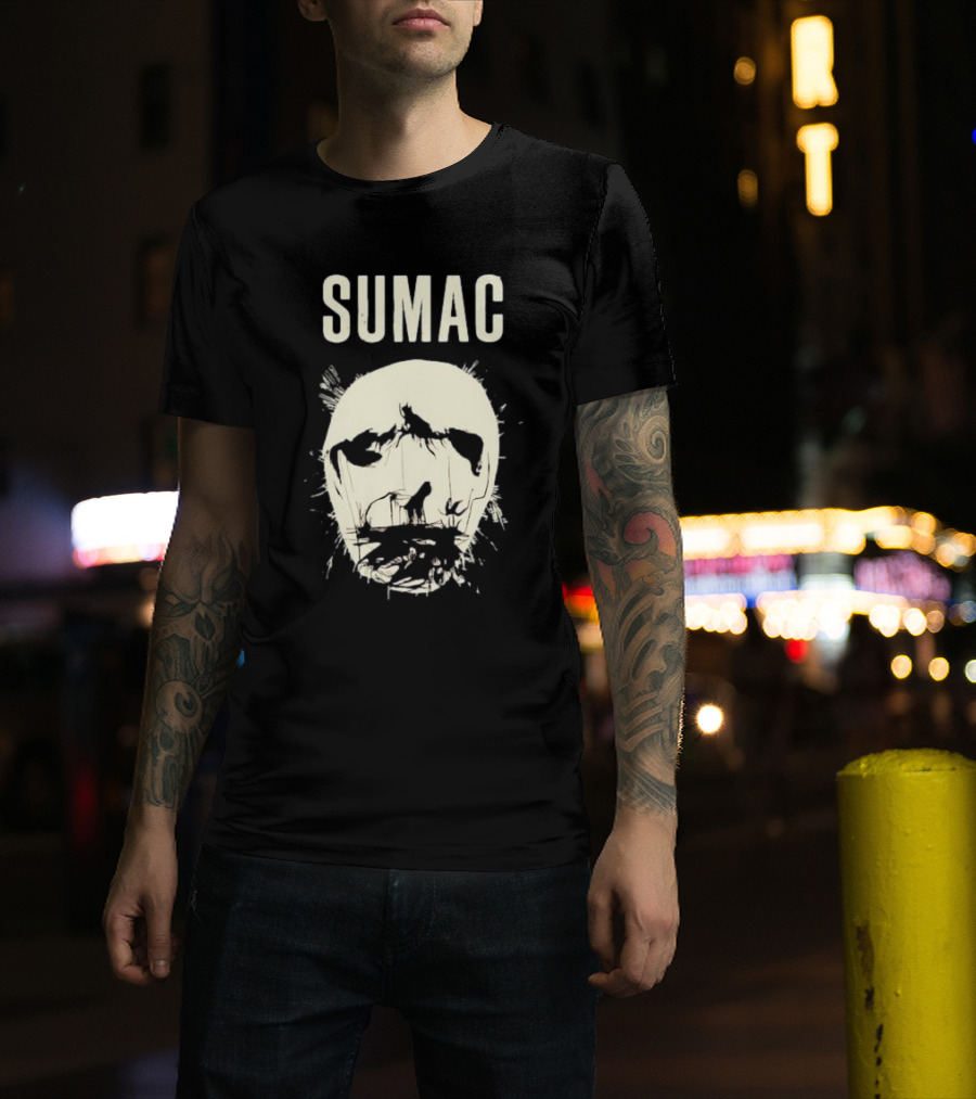 SUMAC Band Monochrome Abstract Face T-Shirt