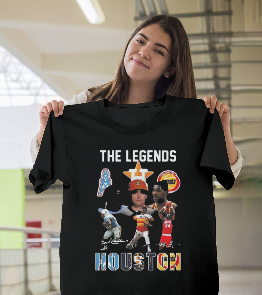 The Legends Of Houston Oilers Astros Rockets 34 Signatures H-Town T-Shirt